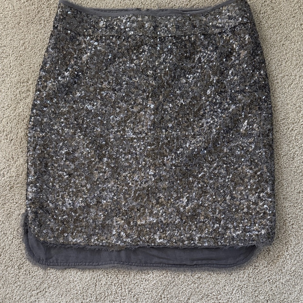Zadig & Voltaire Silver Sequin Mini Skirt